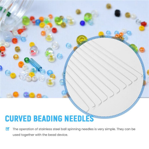 10 Pieces 6 Inches Curved Beading Needle Stainless Bead Spinner Needle String Bead Needle for Spin and String Bead