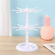 2X Countertop Acrylic Rotating Keychain Rack Adjustable 2 Tire Spinner Display Holder Trinkets Jewelry Organizer Stand-B