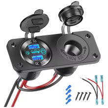 12V USB Outlet Marine Panel with Dual QC3.0 & PD3.0  150W Waterproof Charger for Boat RV Socket