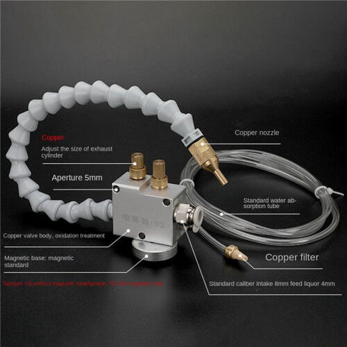 2X Mist Coolant Lubrication Spray System CNCLathe Milling Drill Graving MachineTool para 8Mm Pipe Cooling Without Magnet