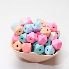 140X Geometric Faceted Wood Beads, Candy Colored Wooden Beads Bracelet Garlands for DIY Handwork and Jewelry A