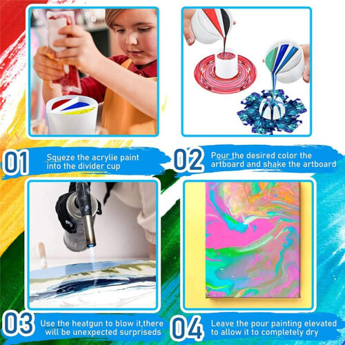 8Pc Paint Pour Cup Bundle Paint Pouring Cup Multi Channel Split Cup for Paint Pouring for DIY Making Resin Acrylic Paint 2