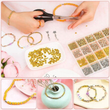 Set di Perline Distanziatrici in Oro da 1920 Pezzi, Perline a Stella Rotonde Assortite per la Creazione di Gioielli con Braccialetti (Oro, Argento,