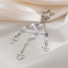 Sweet and Cool Bow Keychain Heart-Shaped Jewelry Black Keychain