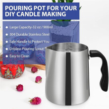 32oz Stainless Steel Wax Melting Pot with Dripless Pouring Spout and Heat-Resistant Handle for Candle Making
