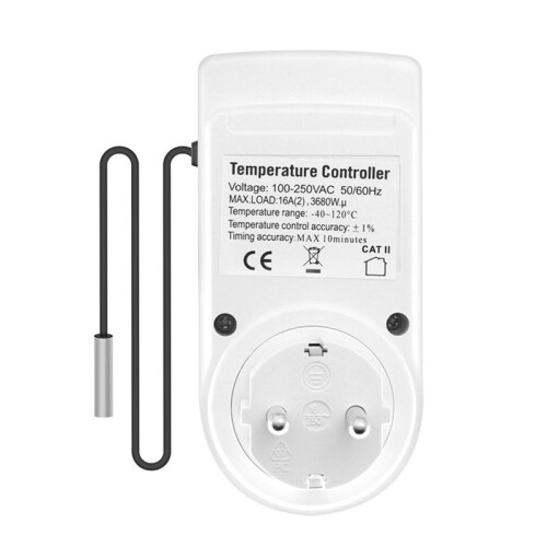 2X Optical Digital Temperature Controller, Heating Cooling Thermostat Socket with Sensor for Reptile Incubator EU Plug 2