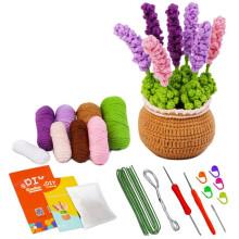Crochet Kit for Beginners,Lavender Crochet Kit Beginner Crochet Knitting Kit for Complete Beginners Adults