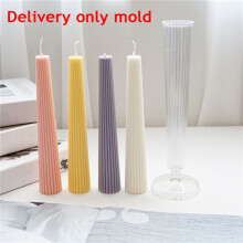 2X Striped Long Pole Column Aromatherapy Candle Mold Kit PC Plastic Acrylic Mold DIY Handmade Church Candle Making Tool