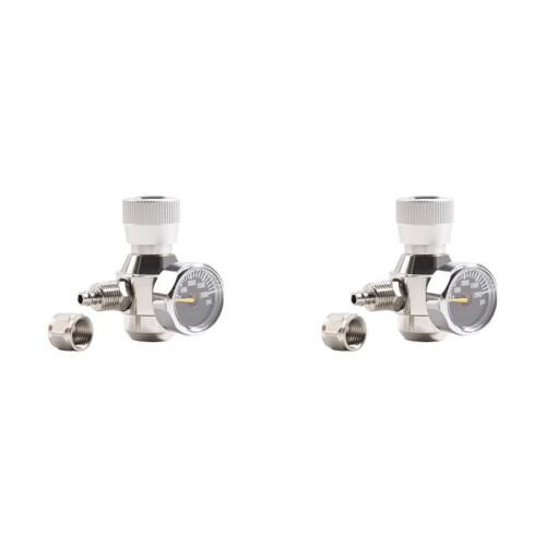2X Akvarium CO2-Regulator 2000psi Tryckmätare för 6 mm Sugrör 3/8-24UNF