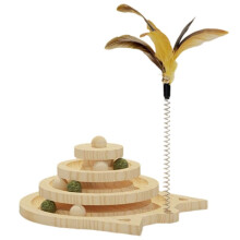 Wooden Tower Tracks Disc Cat Intelligence Amusement Triple Disc Cat Toys Training Toys 3 Tier Turntable