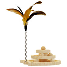 Wooden Tower Tracks Disc Cat Intelligence Amusement Triple Disc Cat Toys Training Toys 2 Level Turntable