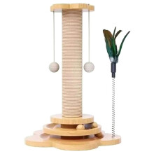 New Sisal Scratching Board Cat Toy Solid Wood Cat Supplies Cat Scratcher Funny Cat Stick