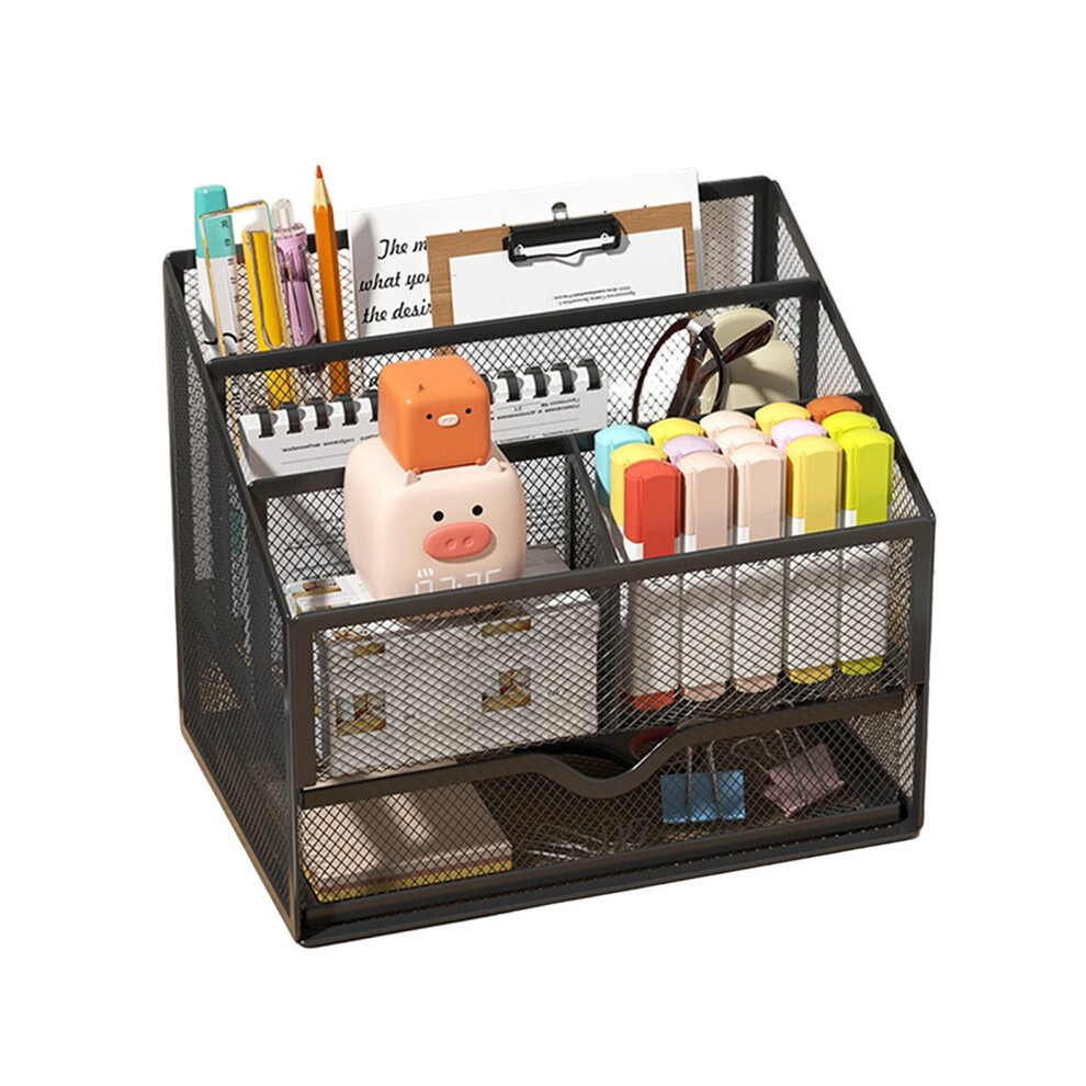 1Pcs Metal Desktop Organizer File Holder Stationery Organizer Metal Shelf Locker Pen Holder, Suitable For Office/School 4712893050012