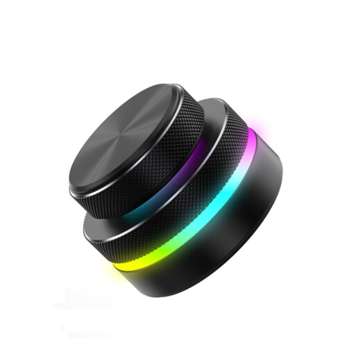 Dual-Mode Dual Knob Keyboard with RGB Lights Reverse Direction Knob Single-Button  Volume Knob Black