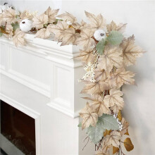 2X Fall Decor - Fall Garland -6Ft Autumn Leaf Pumpkin Berry Garland - Fireplace Thanksgiving Halloween Harvest