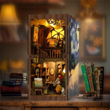 DIY Book Nook Kit for Adults, A World Within the Frame DIY Kit Wooden Bookshelf Insert Decor with LED Lights Kits