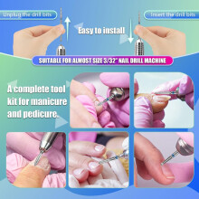30PCS Cuticle Nail Drill Bits Set: 3/32'' Nail Bits for Acrylic Gel Nail Prep, Remover Tools Efile Bits for Salon Home