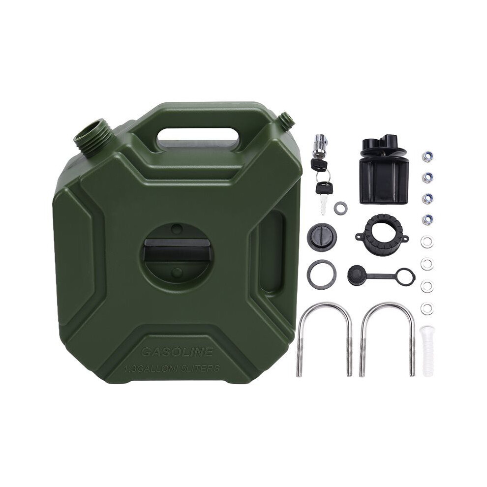 5L Liters Fuel Tank Can Car Motorcycle Spare Petrol Oil Tank Backup Jerrycan Fuel-Jugs Canister With Lock & Key Green 6032853670790