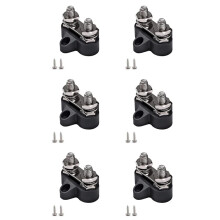 6X Terminal Block Studs M8 48V Junction Block Bus Bar Dual Heavy Duty Power Distribution Stud for Truck RV Boat,Black