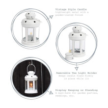 4X Vintage Metal Hanging Candle Lanterns ,Tealight Holder,Candlestick for Wedding,Home,Birthday Parties Gift -White