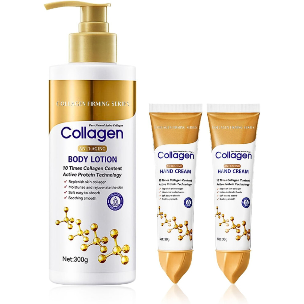 Gogerstar Collagen Firming Body Lotion 300G With 2X30g Hand Collagen For Skin Tightening Body, Collagen Body S For Women Cream