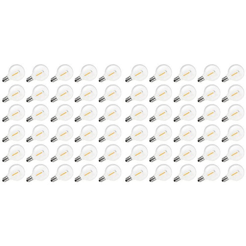 G40 Led Replacement Light Bulbs, E12 Screw Base Shatterproof Globe Bulbs for Outdoor String Lights, Warm White, 60Pack