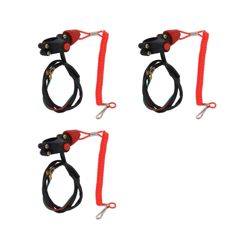 3X Emergency Stop Tether Lanyard Emergency Kill Stop Engine Push Button For Atv Motorcycle Boat 4714202382708