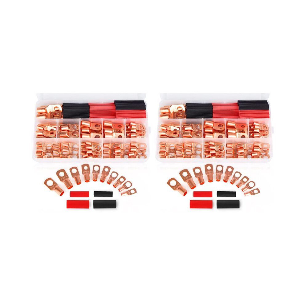 260Pcs Copper Wire Lugs,Terminal Connectors,Used Awg12 10 8 6 4 2 Cable,Heat Shrink Set,Ring Terminals Connectors 6033206335564