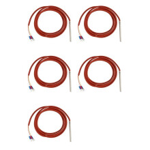 5X PT100 RTD Temperature Sensor 6mmx80mm Class B 2M Silicone Gel Coated Wire Platinum Resistance Pt 100 Stainless Steel