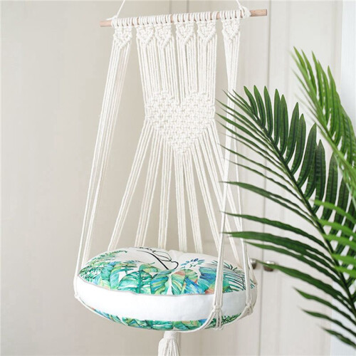 2X Cat Hammock  Swing Bed Macrame Cotton Rope Cat Hammock for Perch Wall Hanging Sleeping Window (Without Mat)
