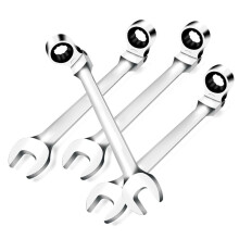 Ratchet Wrench of Keys Spanner Set Hand Tool 72-Tooth Ratcheting Flexible Mirror Finish10mm Auto and HomeRepair 4pc