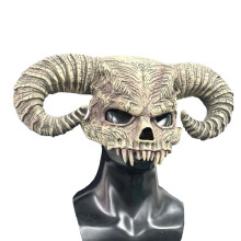 Realistic Bull Horn Latex Mask Horror Ox Horn Hood Masquerade Halloween Cosplay Costume Skull Masks Adult Props