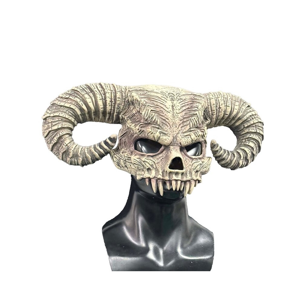 Realistic Bull Horn Latex Mask Horror Ox Horn Hood Masquerade Halloween Cosplay Costume Skull Masks Adult Props 6032948339946