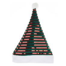 Kerstmuts Unisex Klassieke Hoofddeksel Schattige Gestreepte Fluwelen Kerstmanmutsen Volwassene met Witte Rand voor Vrouwen Mannen Vakantie B