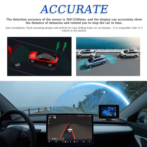 8-Sensor Parking Radar Front/Rear LCD, Black