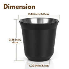 80ml Roestvrijstalen Espressokopjesset - 4 Stuks Dubbelwandige 304 Roestvrijstalen Demitassekopjes 2,7oz, Zwart