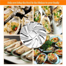 12PCS Oyster Plate Stainless Steel Oyster Plates Shell Shaped Durable Oyster Container with 8 Slots for Oyster Sauce