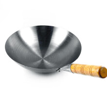 Premium Iron Wok With Versatile Functionality, Designed For Optimal Heat Control, Stylish Wooden Handle With Loop Hook, Great For Stir Frying Searing