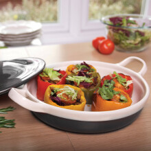 Durable 24cm Round Glazed Stoneware Casserole Dish