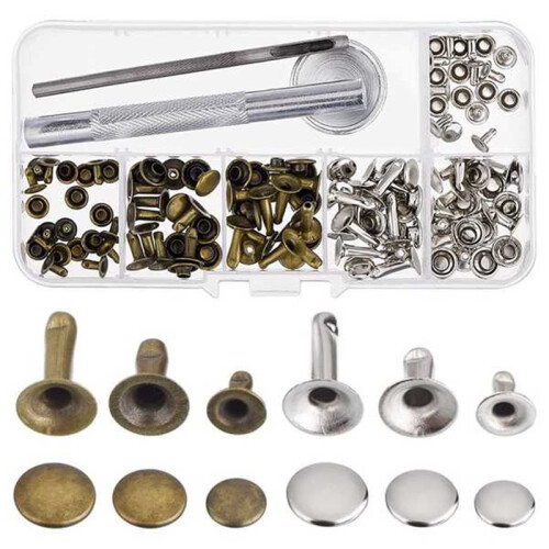 Kit Occhielli da 8 mm con Strumento, 60 Pezzi, 2 Colori, Kit Occhielli In Metallo Placcato In Rame