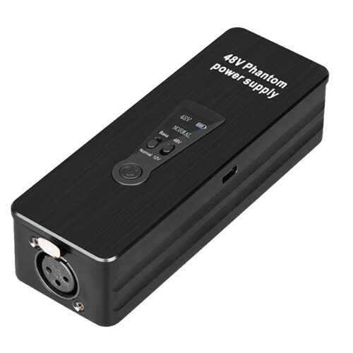 Phantom Power Supply 48V Microphone Amplifier Rechargeable Portable for Condenser Microphones Preamp Record Studio