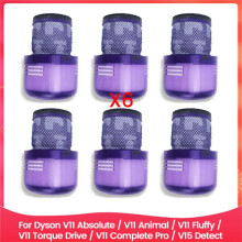 6 Stuks Filter voor V11 Absolute V11 Animal V11 Fluffy V11 Torque Drive V11 Complete Pro V15 Detect Stofzuigers