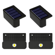 4 Pcs LED Solar Wall Lamps Stair Light Outdoor Lighting Fence Porch Decorative Lamp Step Fence Yard Garden Warm Light