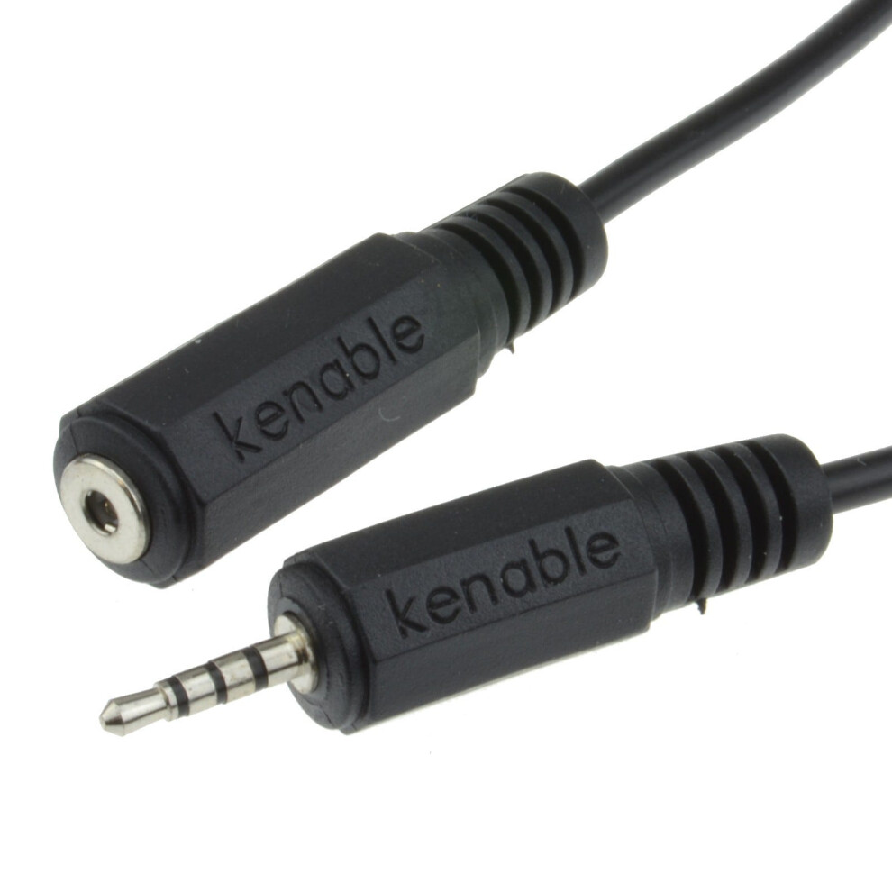 Kenable 4 Pole 3 Bands 2.5Mm Male To Female Jack Extension Av Cable Lead 2M