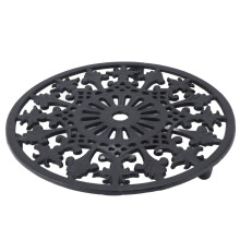 Vintage Cast Iron Trivet Heat Resistant Rustic Kitchen Design Rubber Pegs Non Slip Surface Heavy Duty Recycled Metal Versatile Use Decorative Table