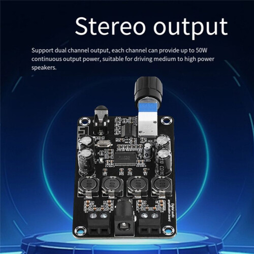 DC12V-24V Class D Amplifier Module 50Wx2 HiFi Stereo  5.0 Audio Amplifier Volume Adjustable