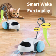 Interactive Cat Toy Car Auto-Running Pet Vehicle with Obstacle Detection Moving Cat Toy for Indoor Cats A