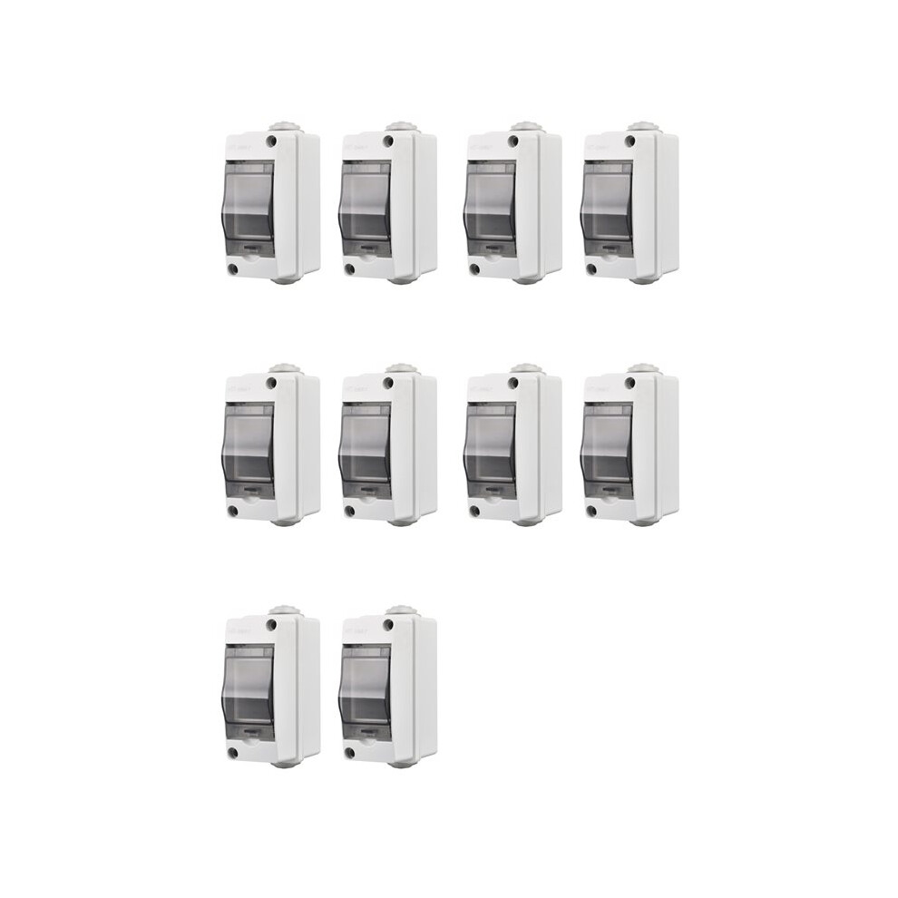 2 Way Distribution Protection Box, Waterproof Transparent Cover 2 Din Rail Outdoor Distribution Junction Box 10Pcs 4711551036849