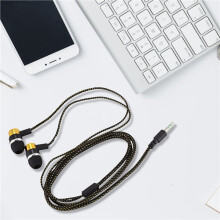 10pc 1.1M Reflective Fiber Cloth Noise Isolating Stereo in-Ear Earphone Headphones with 3.5 mm Jack Standard Golden