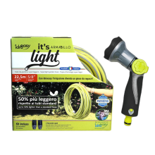 Lightweight Garden Hose Green - 22.5 m 5/8" with Rubberized Multifunction Gun - Garden Pipe, Knot-Free, Twist-Free, Non-Toxic Hose, Made in Italy